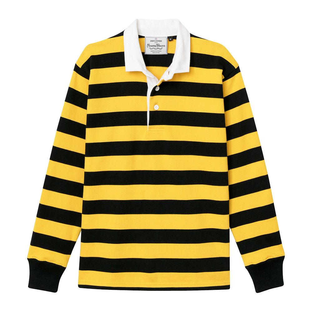 yellow and black rugby shirt