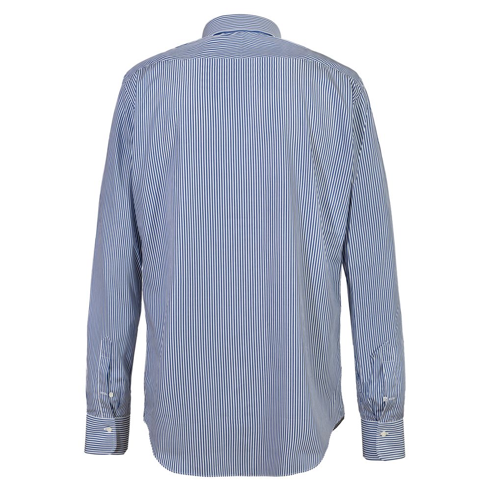 Alessandro Gherardi Blue Striped Super Fine Cotton Shirt With Italian ...