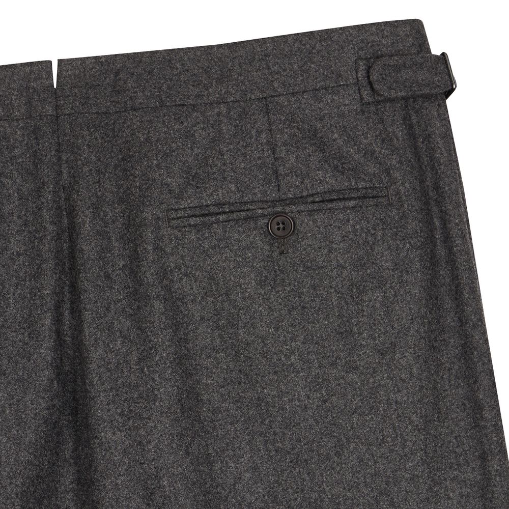 The Rake Tailored Garments Gianni Grey Flannel Pleated Trousers | The Rake