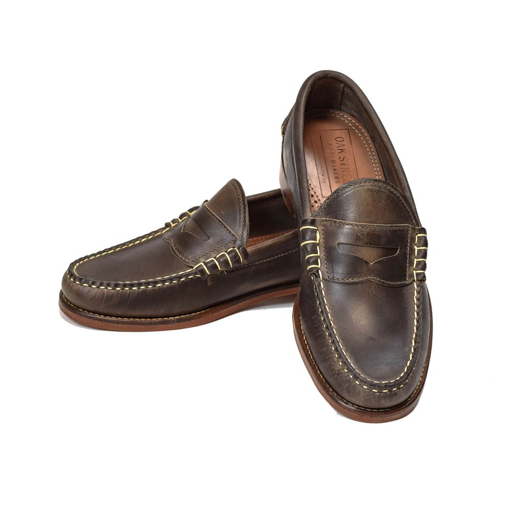 Brown Leather Beefroll Penny Loafers 