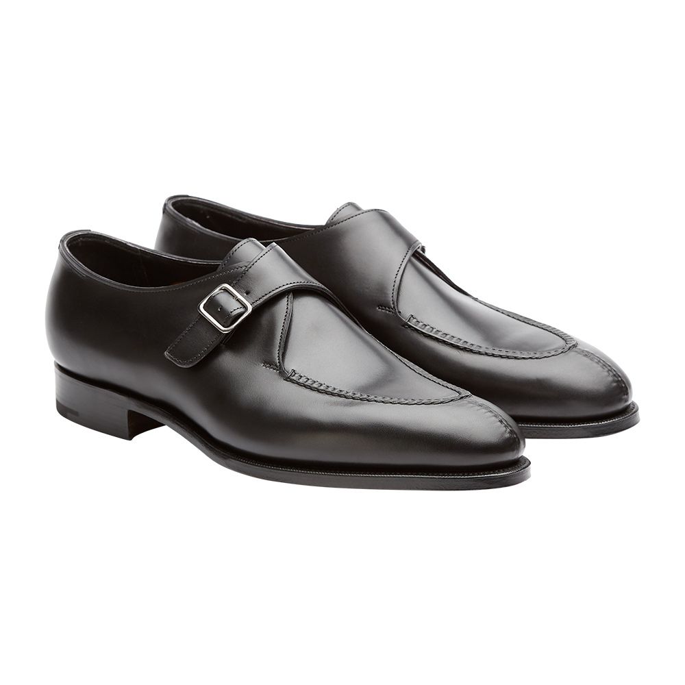 black leather monk strap shoes