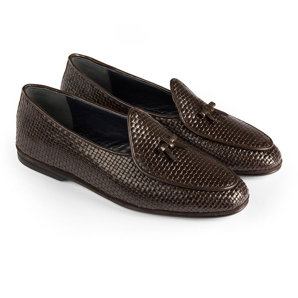 woven leather loafers